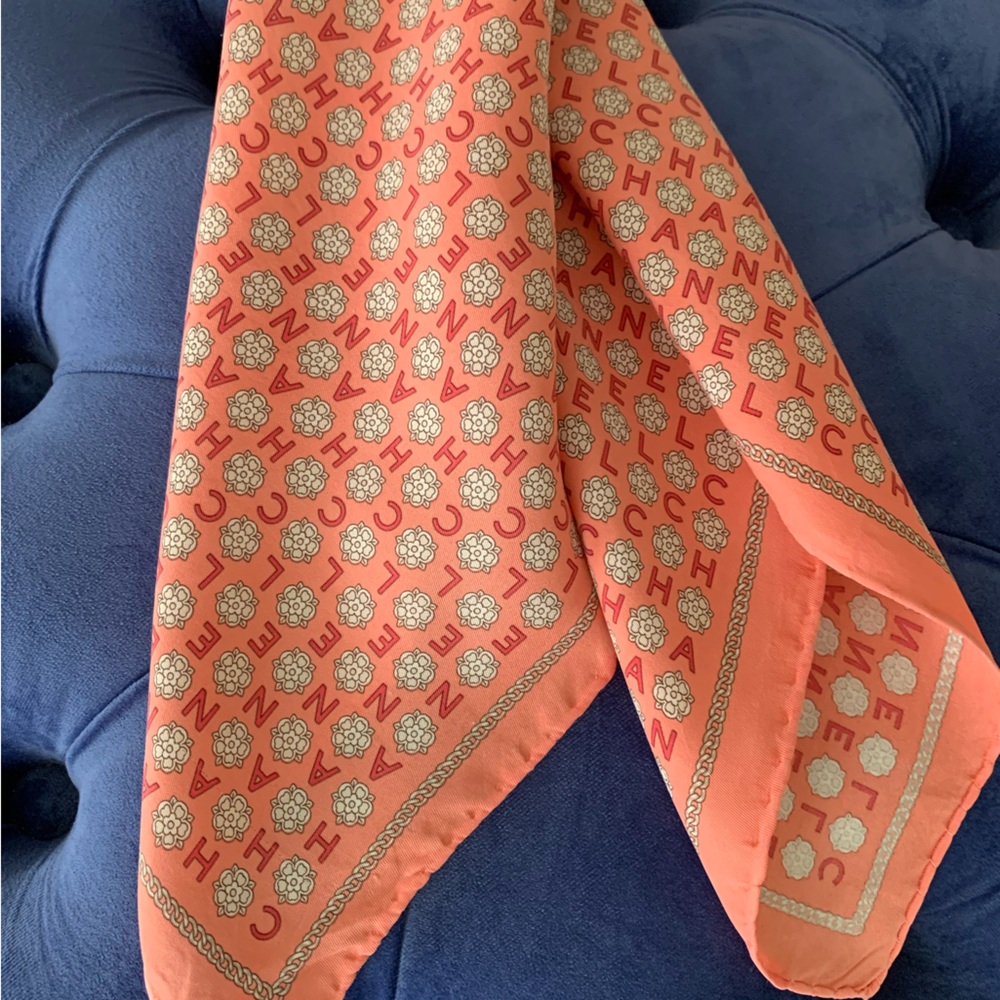 Beautiful Chanel Orange Silk Scarf
